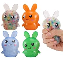 Easter Basket Stuffers,Easter Basket Essentials,4pcs Squishy Easter Bunny Stress Balls for Adults,Easter Stress Relief Fidget Balls,Easter Party Favors Easter Basket Ideas Gifts