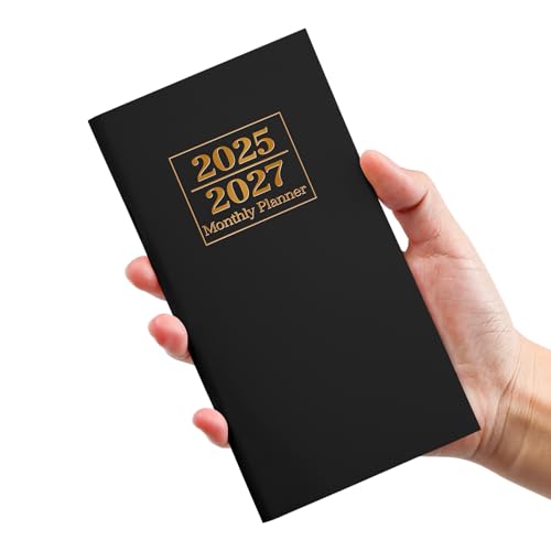 Pocket Calendar 2025-2027 for Purse, Two Year Monthly Planner Pocket Size, Jul 2025 to Jun 2027 Monthly Planner Small Size 6.5 x 3.5-Black