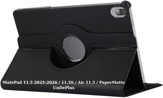 UnDePlus Huawei MatePad 11.5/11.5S /Air 11.5 2025 2026 ile uyumlu Kılıf 360 Dönebilen Standlı Case TBD-W00 TBD-W09 TBD-AL09 Siyah