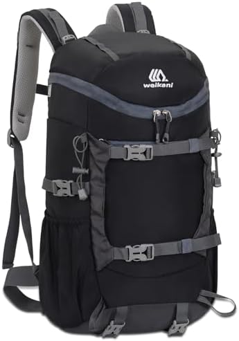 jianyana Hiking Backpack Waterproof 30L Foldable Rucksack Durable Lightweight Camping Bag skiing mountain climbing Camping Trekking Hiking Walking Cycling Climbing Outdoor Sports for Women Men(black)