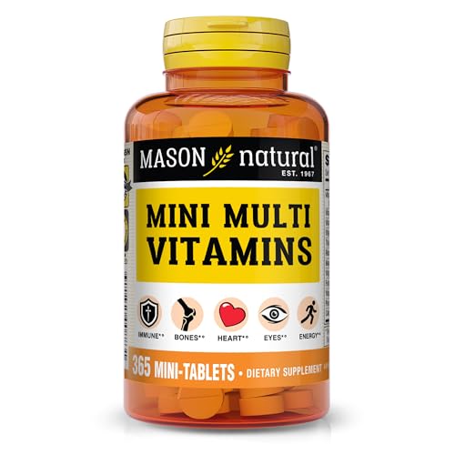 MASON NATURAL Mini Multi Vitamins, Vitamins A, C, D3, E, B1, B2, B3, B6, B12, Folate and Calcium for Overall Health, 1 Year Supply