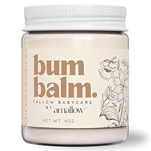 Amallow Baby Bum Balm - Diaper Area Cream for Sensitive, Rash-Prone Skin - Petroleum & Fragrance-Free - Gentle Moisturizing Balm - 4 oz