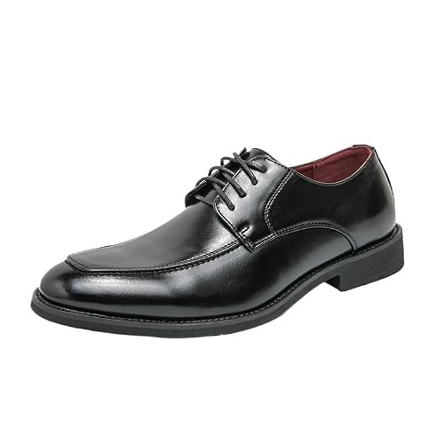 Mens Dress Oxford Faux Leather Comfort Orthopedic Casual Non Slip Rubber Sole Low Top Shoe Round Toe Lace-up