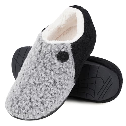 ERGOfoot Orthopedic Slippers with Arch Support for Women and Men Fuzzy House Shoes for Plantar Fasciitis Relief, Closed Back, Soft Plush Sherpa Fleece Lining Moccasin
