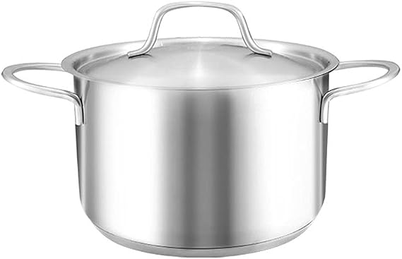 Frying Pan Pot 304 Stainless Steel Soup Pot With Lid Straight Pot Small Pot Baby Milk Pot Instant Noodle Pot Cooking Pan Silver Pan (Color : B, Size : Small)
