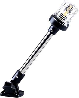 White LED Fold Down Boat Stern Light Boat Anchor Light for Pontoon 9 Inch