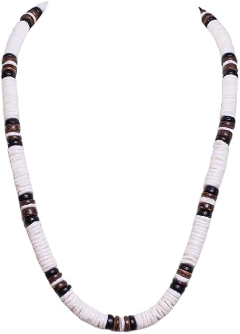 BlueRica Puka Shell Beads with Coconut Beads Necklace (20 Inches)
