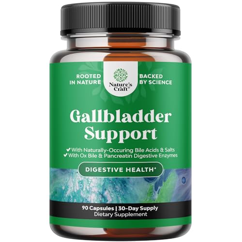 Gallbladder Support Digestive Enzymes with Ox Bile - Purified Ox Bile Salts for No Gallbladder & Pancreas Cleanse, Detox & Repair - Digestion Supplement with Pancreatin & Chanca Piedra - 90 Capsules