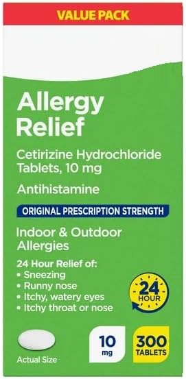 SEDLAV 24 Hour Allergy, Cetirizine Hydrochloride Tablets, 10 mg, 300 Count, Sticker