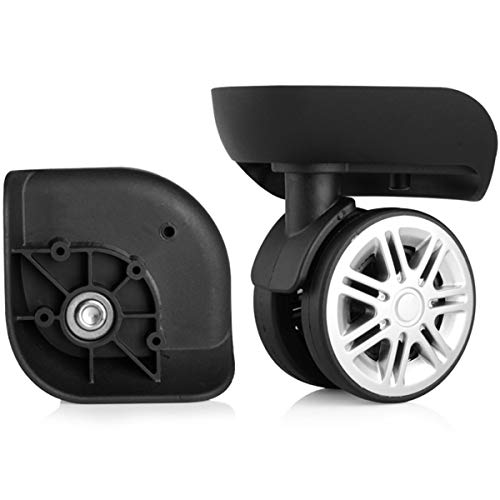 Set of a Pair 360 Degree Swivel Luggage Mute Wheel Suitcase Replacement Repair Wheels Parts Spinner DiLong W074# Black