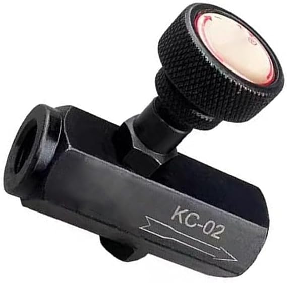 PT Thread Hydraulic Flow Control Valve, One-Way Throttle for KC-02/03/04/06/08, Black Steel Valve, 1/4" - 1" Size Range, 250 kgf/cm2 Pressure Rating, Industrial Hydraulics(KC-02)
