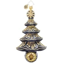 Christopher Radko Hand-Crafted European Glass Christmas Tree Decorative Ornament, Art Deco Tree