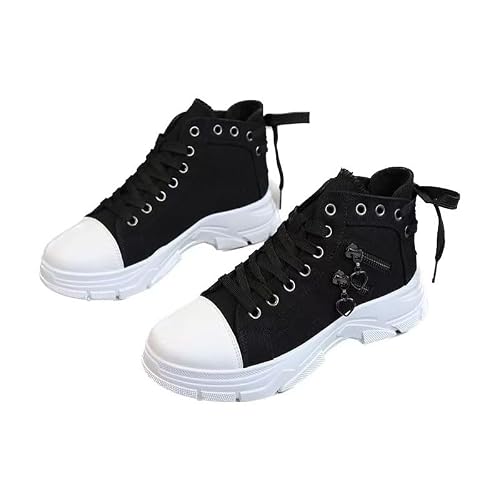 Womens High Top Heightened Sole Canvas Shoes Sports Causal Fashion Sneakers