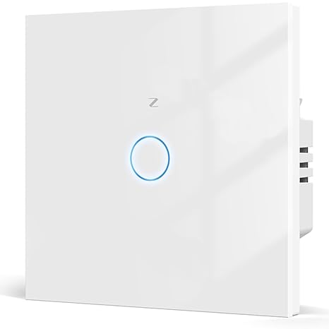 ZigBee Smart Wall Light Switch Smart Touch Switch 12A Light Switches Compatible for Alexa/Google Home, Remote Control Smart Scheduled Switch, Neutral Wire Deeded+No Neutral, 1 Gang, White