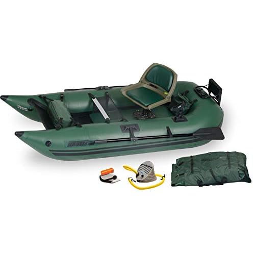 Sea Eagle 285 Frameless Inflatable 9 Pontoon Fishing Boat - 1 Person- Lightweight, Portable-Perfect for Hunting & Fishing-Sets up in 5 Minutes