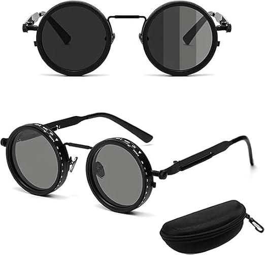 Adjustable Tint Sunglasses for Men Women, 1-9 Gear Dimming Polarized Sunglasses with ND Filter Lenses, Round Black Frame UV Protection Glasses for Driving Fishing Golf Outdoor Sports