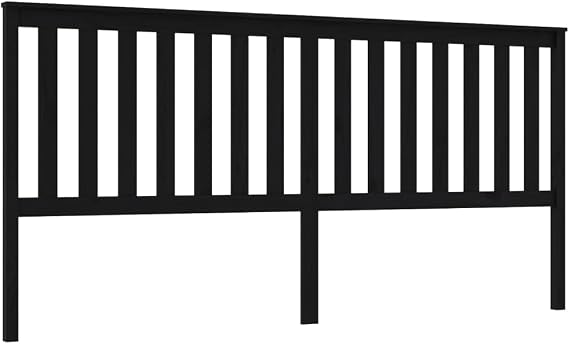 Solid Pine Wood Slatted Bedhead 206x101cm Black