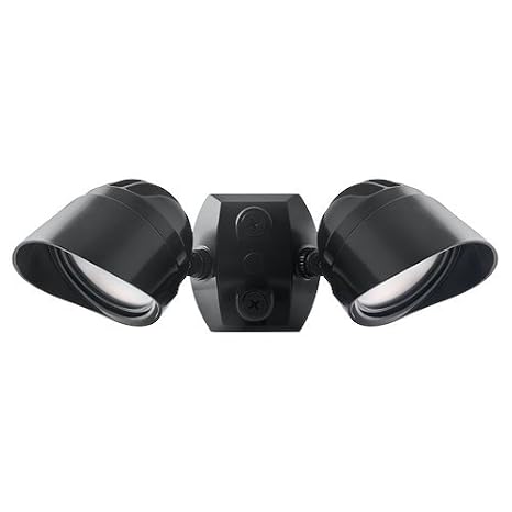 RAB Lighting BULLET2X12YA Dual Head LED Flood Light | Outdoor Security Spotlight Field Adjustable Wattage 24W 18W 12W CCT 3000K 4000K 5000K IP65 120V - Black
