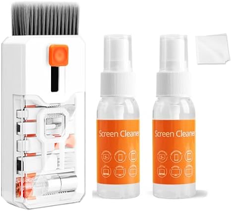 Keyboard Cleaning Kit Laptop Cleaner with 2Oz Computer Screen Cleaner Spray, Multi-Function PC Electronic Cleaner Kit for Car iPad iPhone Pro, Earbuds Macbook Camera Monitor PC, All-in-one with Patent