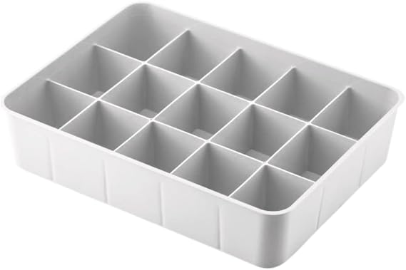EYNEL Lidless Cabinet Interior 15 Compartment Drawer Organizer Plastic Hobby Box Jewelry Makeup Storage Container Organizer (White)