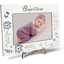 Baptism Gifts for Girl, Baptism Gifts for Boys, Baby Baptism Gift, Baptism Picture Frame, Baptism Gift for Godchild From Godparents-May God Bless You Wherever You Go, 4x6Inch Photo (Blue)