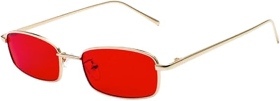 Classic Rectangular Sunglasses Retro Slim Metal Frame Glasses Vintage Rectangle Candy Color Sunglasses