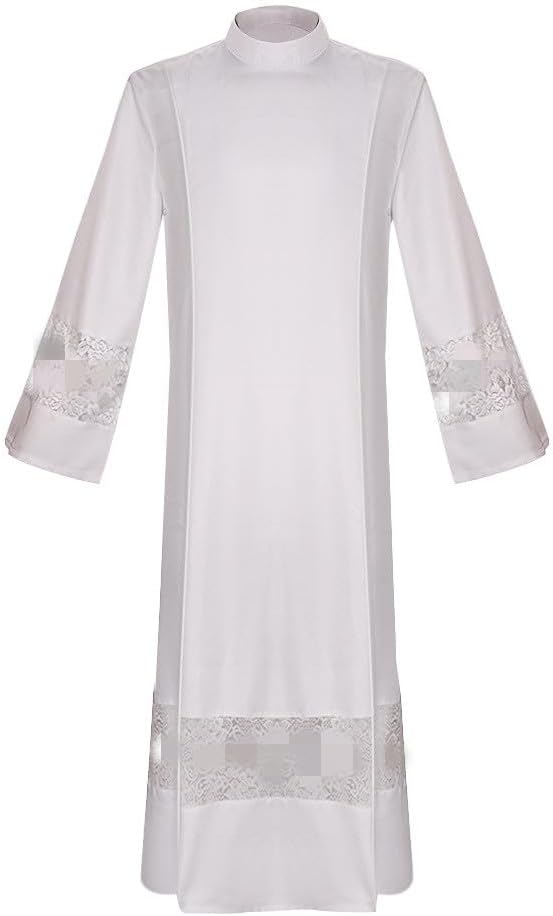 BLESSUME Clergy Alb Church Worship Alb Vestments Robe Stand Collar