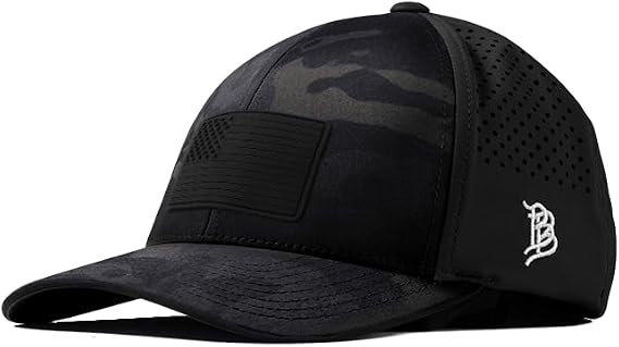 Branded Bills Old Glory Stealth PVC Curved Performance Hat for Men | Golf Running Baseball Cap