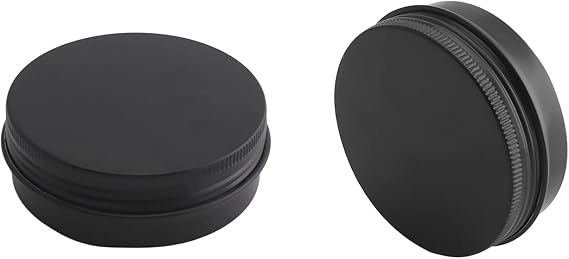 Othmro 6pcs Aluminium Tin Jars, 2oz Small Containers Tins with Screw Lids, Empty Can Travel Tins for Candles, Cosmetic, Soap Black (60ml/2oz)