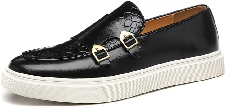 Men's Monk Strap Penny Loafers Leather Casual Slip-on Loafer Boat Shoes Fashion Non-Slip Lightweight Comfortable Walking Shoes