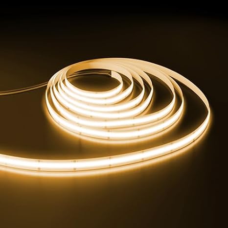 COB Led şerit 5metre 12V 320LED/m 3000K sıcak beyaz 10W 8mm IP20 aydınlatma ışık hortum kendinden yapışkanlı [Enerji Sınıfı A]