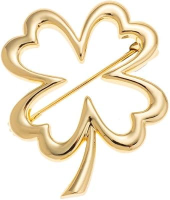 Gold four-leaf clover, Flowers Plant brooch,Suit Stud, Shirt Studs for women for men,Dainty Christmas Wedding Birthday Holiday Jewelry Unisex Clothing Accessories