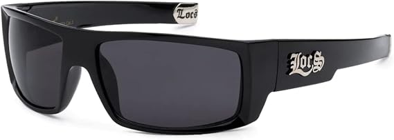 Locs Men's Original All Black Hardcore Sharp Square OG Sunglasses, Wrap