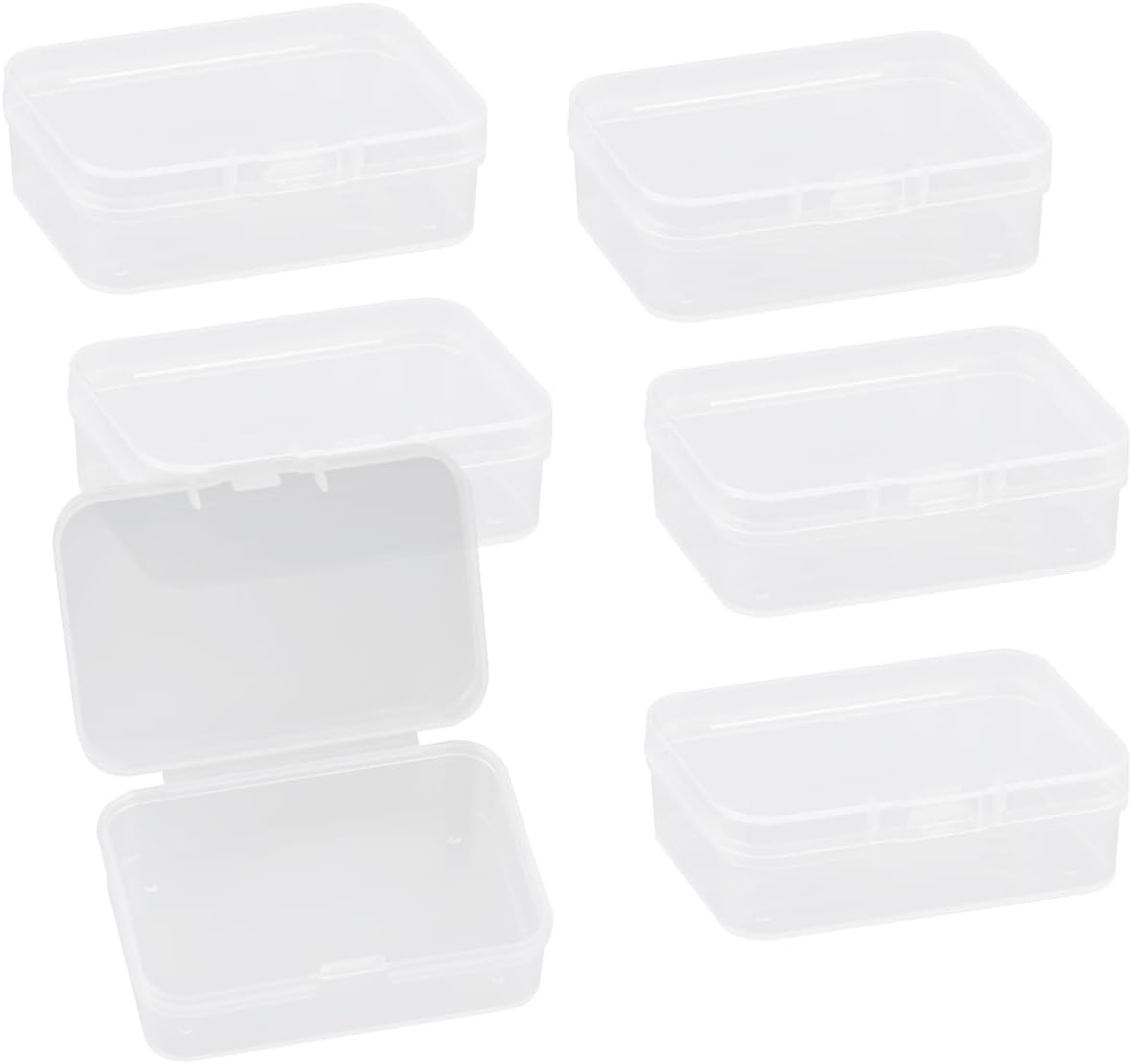 GLADFRESIT 6Pcs Clear Plastic Storage Box, Mini Rectangular Empty Containers Box Case with Lid for Beads Business Cards Pills Small Items 6.5  4.5  2cm