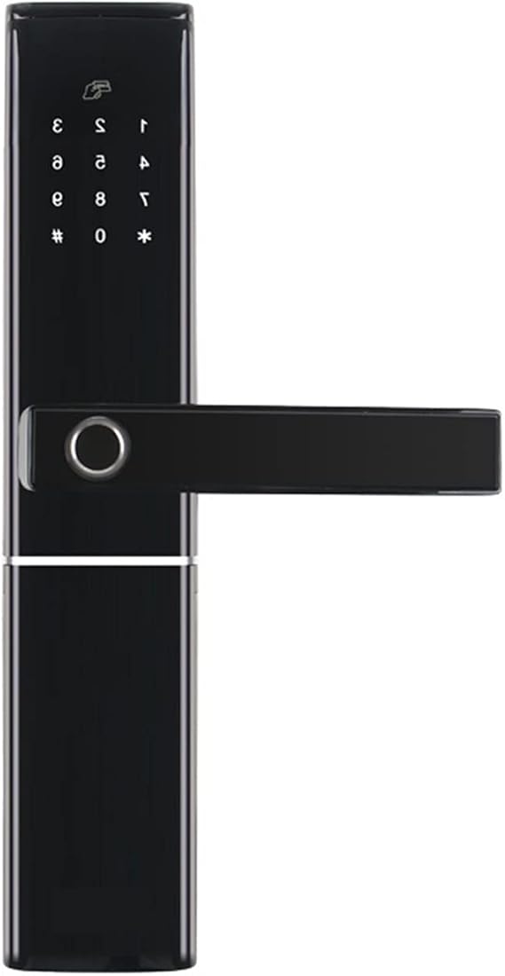 Fingerprint Smart Door Lock Intelligent Electronic Lock Fingerprint Verification with Password Card APP Unlock R-FK1(Black-Right Open)