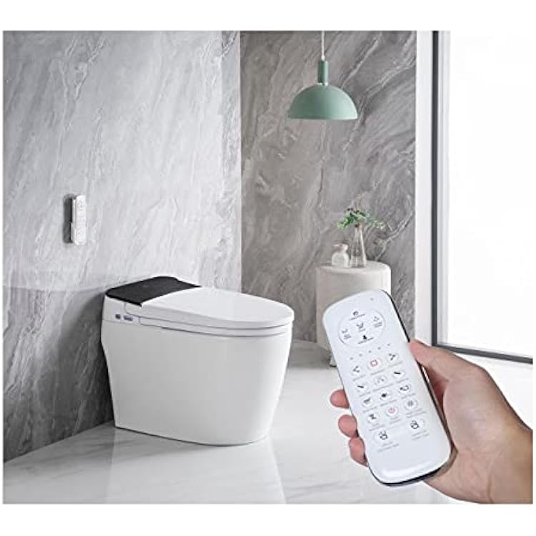Smart Toilet with Bidet - Luxury Integrated Bidet Seat Toilet, Elongated Glaze One-Piece Toilet, 550LB Load, Remote Control, Hot Type, Automatic Flushing, Hip Cleaning, Drying RG-BM-01