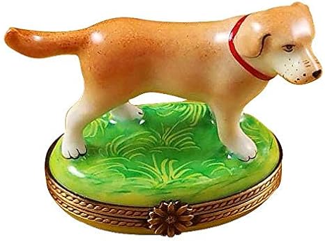 Standing Blond Labrador - Limoges Box Authentic Porcelain Figurine From France