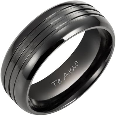 Willis Judd Men`s Black Titanium Ring Engraved Te Amo