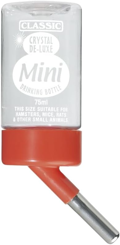 CLASSIC Crystal Deluxe Hamster Water Bottle 75ml Non-Drip Gerbil Mouse