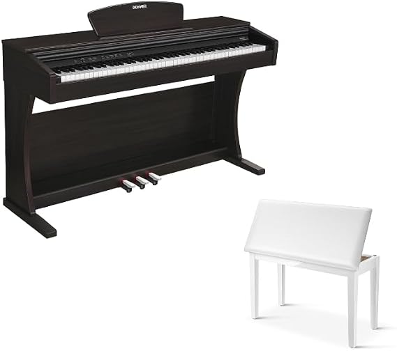 Donner DDP-300 Digital Piano with 88 Graded Hammer Action Weighted KeysDonner Duet Piano Bench with Storage