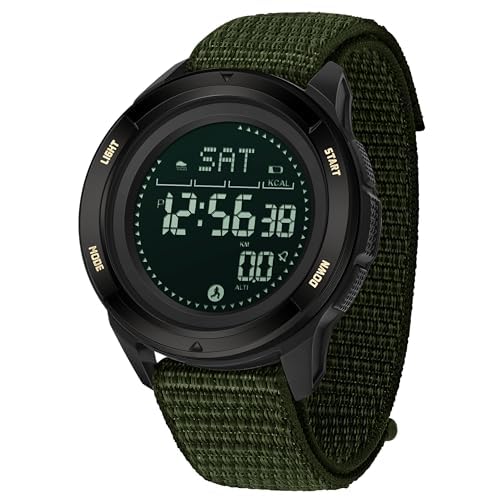 findtime Military Watches for Men Digital Tactical Sports Compass Pedometer Calorie Step Counter Watch Waterproof Stopwatch Pacer Running Watch Alarm Electronic Nylon Strap