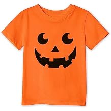 Toddler Boy Girl Pumpkin Face Spooky Halloween T-Shirt Short Sleeve Kids Fun Tops