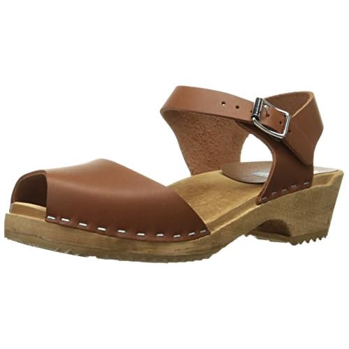MIA Shoes Anja Womens Leather Clogs with Wooden Heels