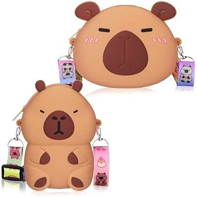 2 Pcs Capybara Gifts Bag Capybara Stuff Crossbody Bag Kawaii Messenger Bags Cute Wallet Cartoon Mini Stuff Coin Wallet Purse Pouch Shoulder Bags Money for Friends