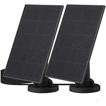 4W Solar Panels for Smart Security Camera, 2-Pack Solar Panels with Micro USB & USB-C Port for DC 5V Outdoor Rechargeable Battery Camera, IP65 Waterproof, 360 Adjustable Security Mount, Black