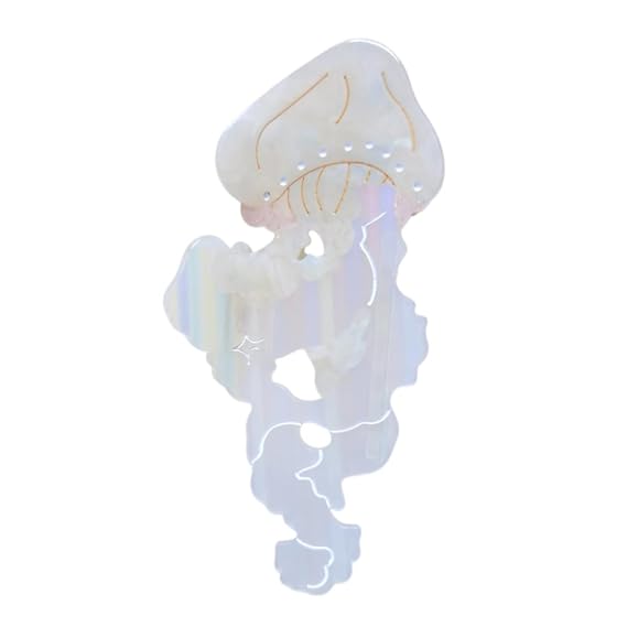 Dreamy Jellyfish Hair Clips,Cute Acetate Hair Clip,Big Claw Clips for Women,White