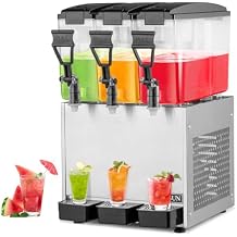 ROVSUN Commercial Beverage Dispenser 7.8 Gal/30L, Commercial Juice Dispenser Cold Drink Dispenser 10L X 3 Tanks Stainless Steel with Thermostat Controller for Home Restaurant Bar Party 110V/60HZ