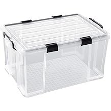 3-Pack Waterproof Plastic Storage Box, 90QT85L Stackable Latch Box Durable Multi-Purpose Locking Bin with Lid and Black Clips for Bedding, Toys, Shoes and Clothes