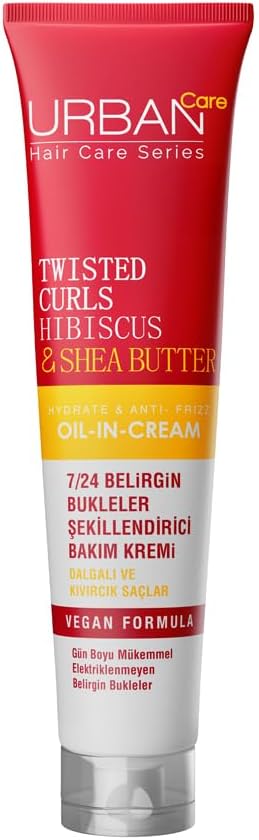 URBAN Care Twisted Curls Hibiscus & Shea Butter Kıvırcık ve Dalgalı Saçlara Özel Durulanmayan Bakım Kremi 175 ml- Vegan