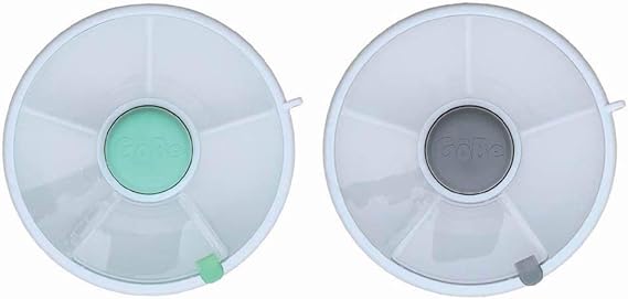 GoBe 2 Pack Kids Snack Spinner - Grey/Teal - Reusable Snack Container with 5 Compartment Dispenser and Lid - Leakproof, Spill-Proof - for Toddlers, Babies, Home, Travel